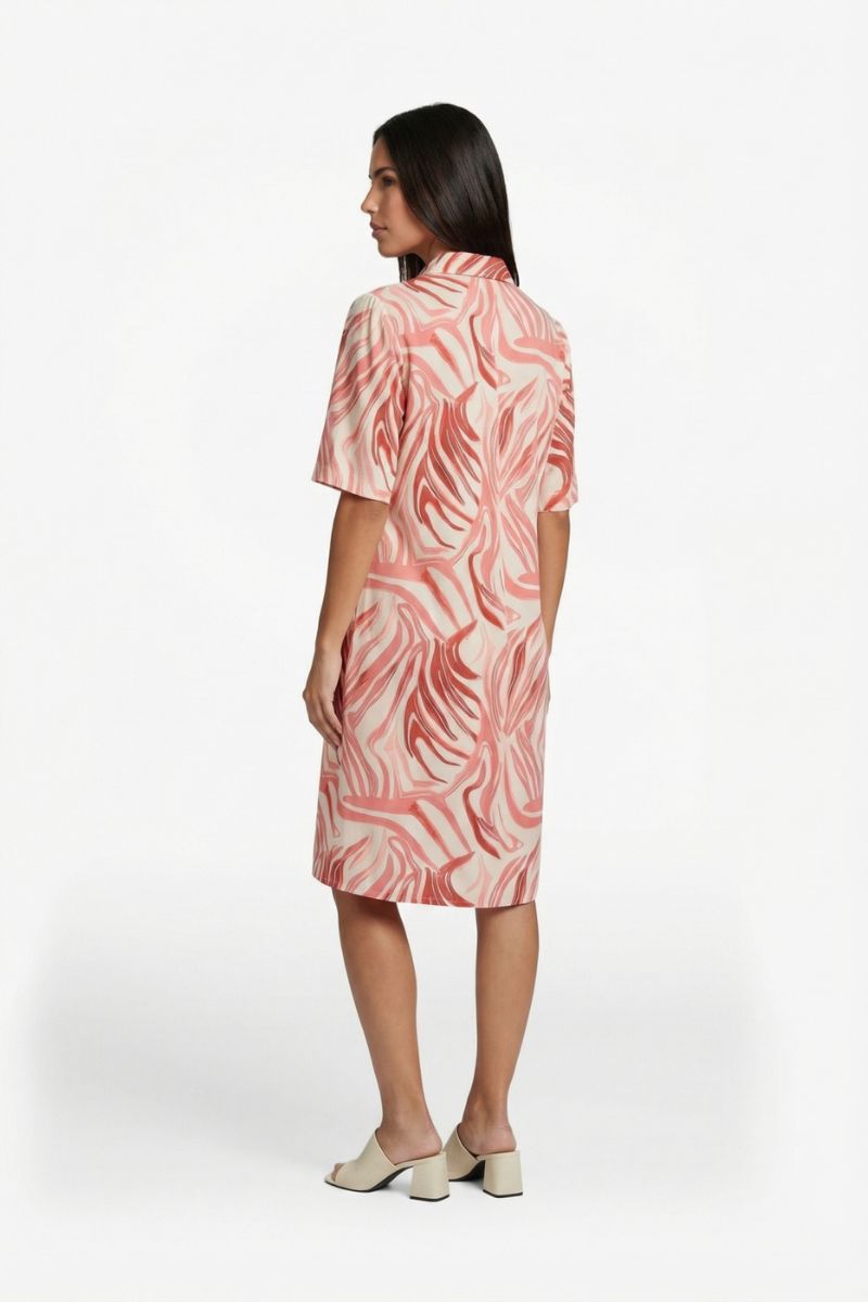 G-maxx Alette Dress in sand met cranberry accenten
